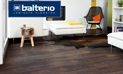 balterio logo and dark laminate flooring