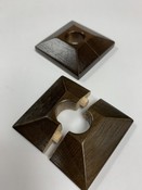x 2 Pyramid Dark Walnut Lacquered Pipe Covers / Rad Rings / Collars