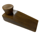 Solid Walnut Lacquered Wooden Floor Door Stop / Wedge With Cork Base