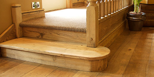 rustic wood floor and step